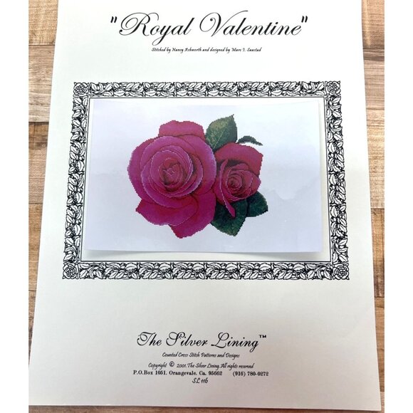 "Royal Valentine" Cross Stitch Pattern By The Silver Lining With Roses Design - Picture 2 of 3
